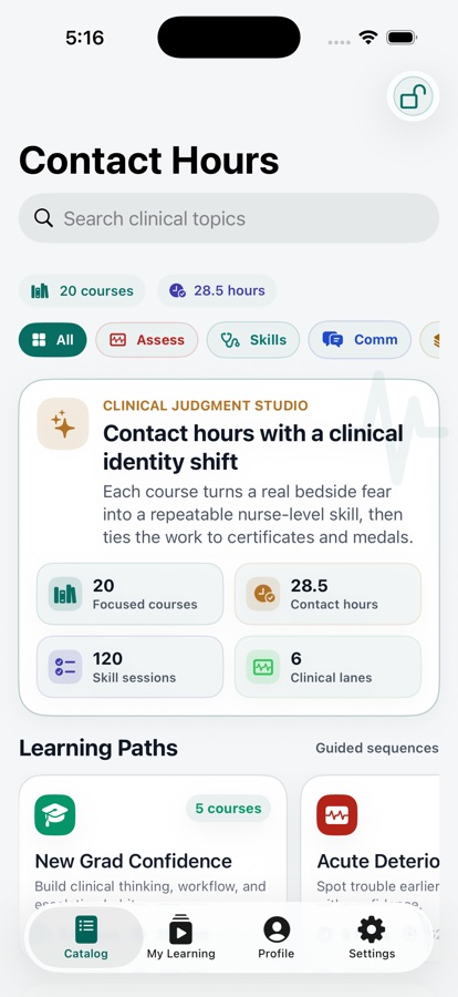 Nurse Contact Hours mobile course catalog in development